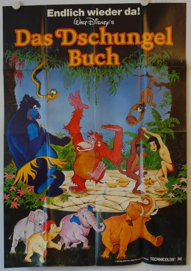 Das Dschungelbuch originales deutsches A0-Filmplakat (R80s)